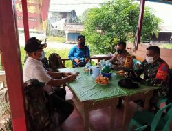 Babinsa Semandang Kanan Kodim 1203/ktp. Coffe morning bahas PPKM Mikro